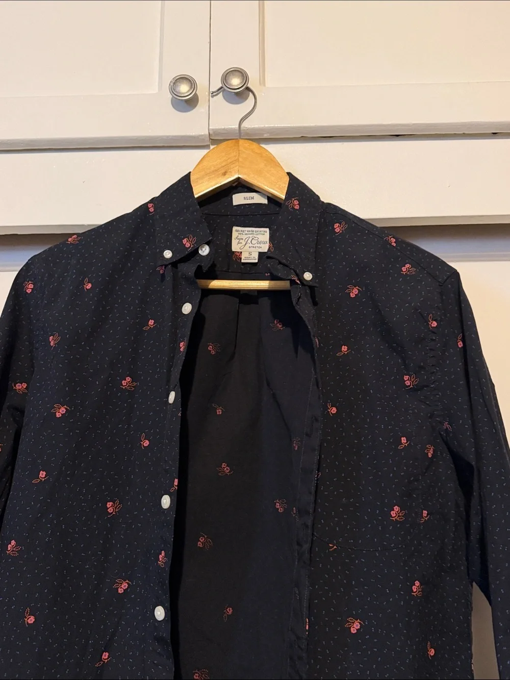 J. Crew  Button-Down Shirt with Red Micro Floral Motif